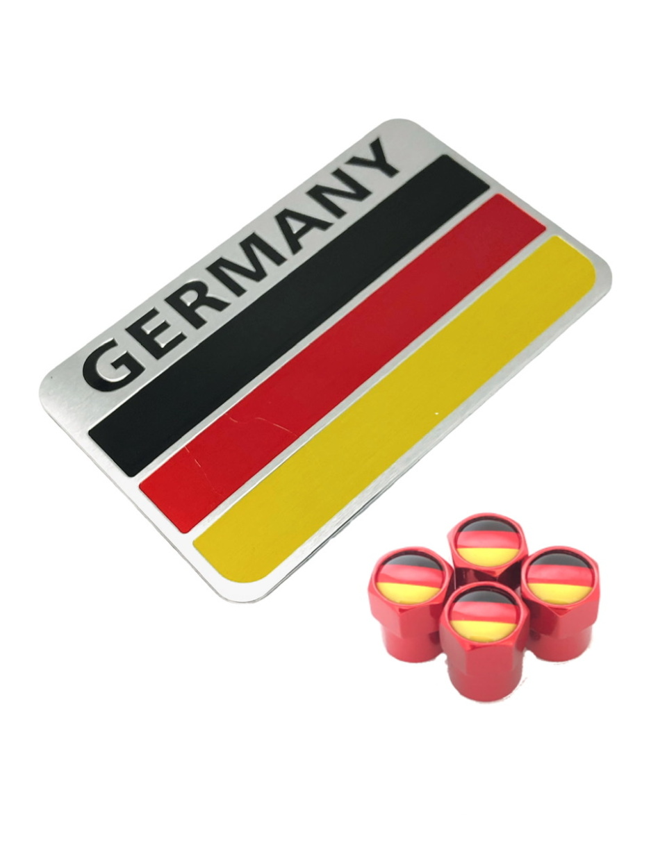 D ドイツ 国旗 選べるバルブキャップカラー! フェンダー エンブレム シール ステッカー VW フ...