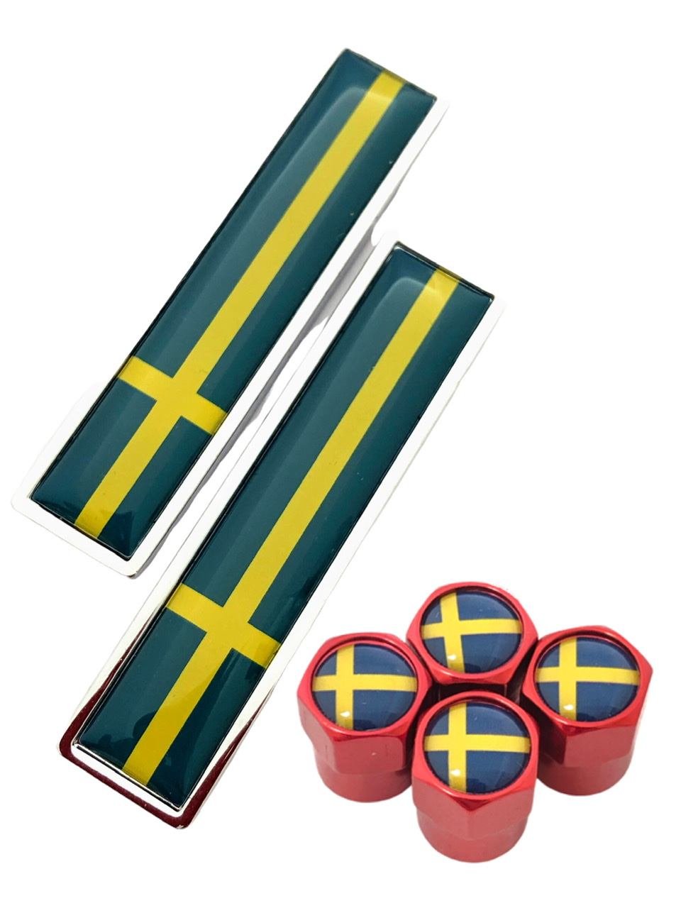 A スウェーデン 選べるバルブキャップカラー 国旗 エアー エンブレム ステッカー ボルボ サーブ SAAB VOLVO｜bgr-hyogo｜02