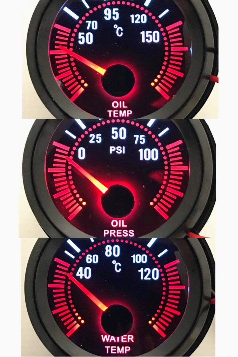 追加メーター 4種類 油圧 油温 水温 ブースト 新品 60mm 7色LED 4連メーターセット ブースト計 水温計 油温計
