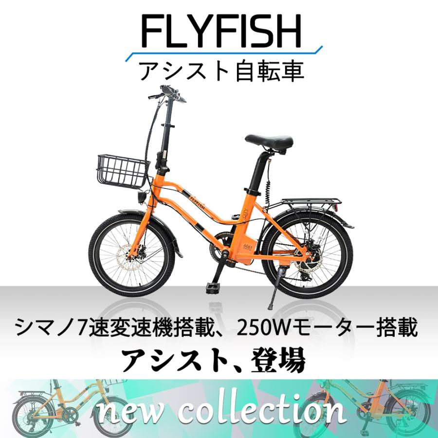 Flyfish  2022年モデル 折りたたみ自転車 20インチ シマノ 7段変速 鍵 ライト カゴ ミニベロ 安い アルミフレーム 軽量 通勤 通学 前後輪ディスクブレーキ｜bgshopstore｜02