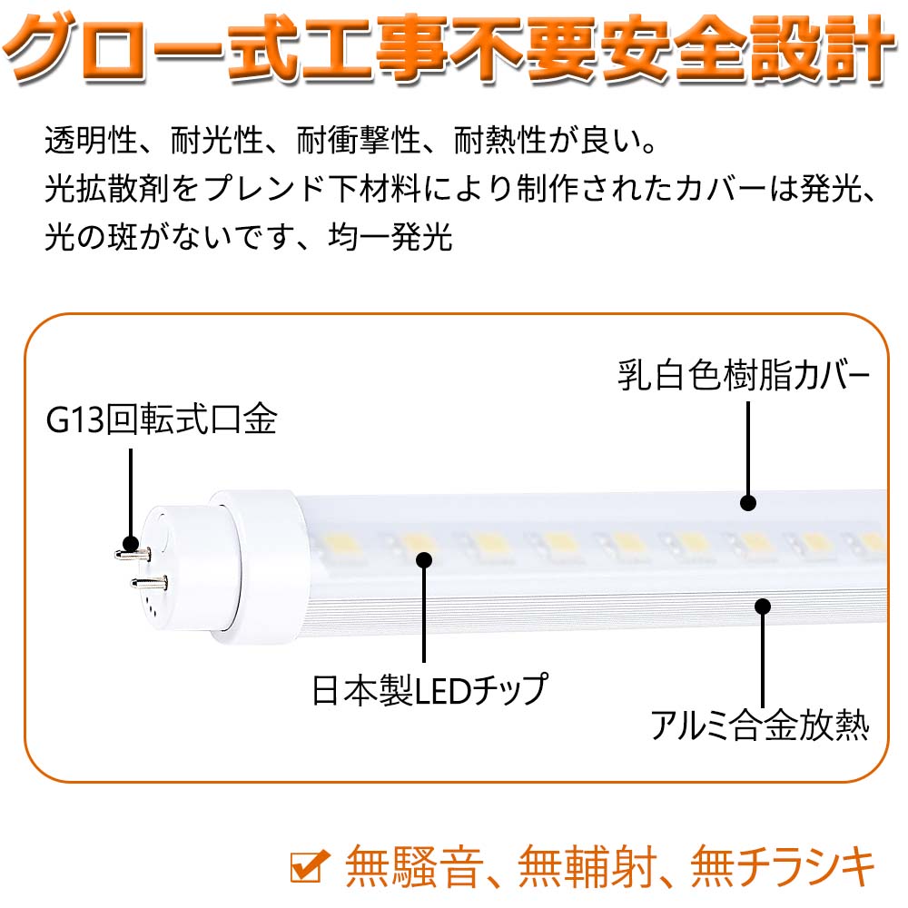 20本セット グロー式工事不要LED 蛍光灯 LED蛍光灯 FL20SEX 20w形 直管