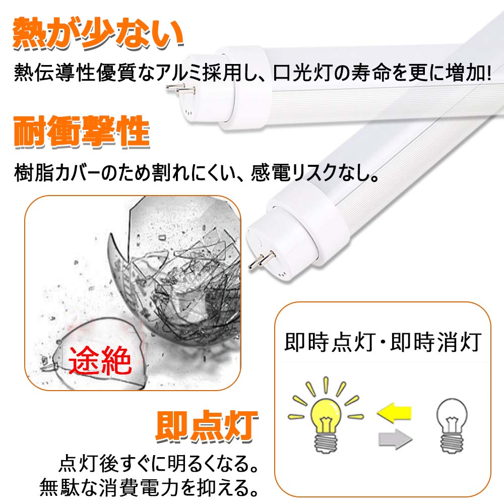 グロー式工事不要LED 蛍光灯 LED蛍光灯 FL20SEX 20w形 直管 580mm G13