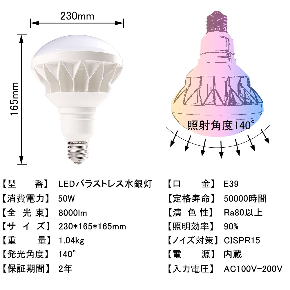 【未使用保管品】LED水流照明 高透明ガラス LEDバラストレス水銀灯 par56 500W相当 IP65防水防塵 LEDビーム電球