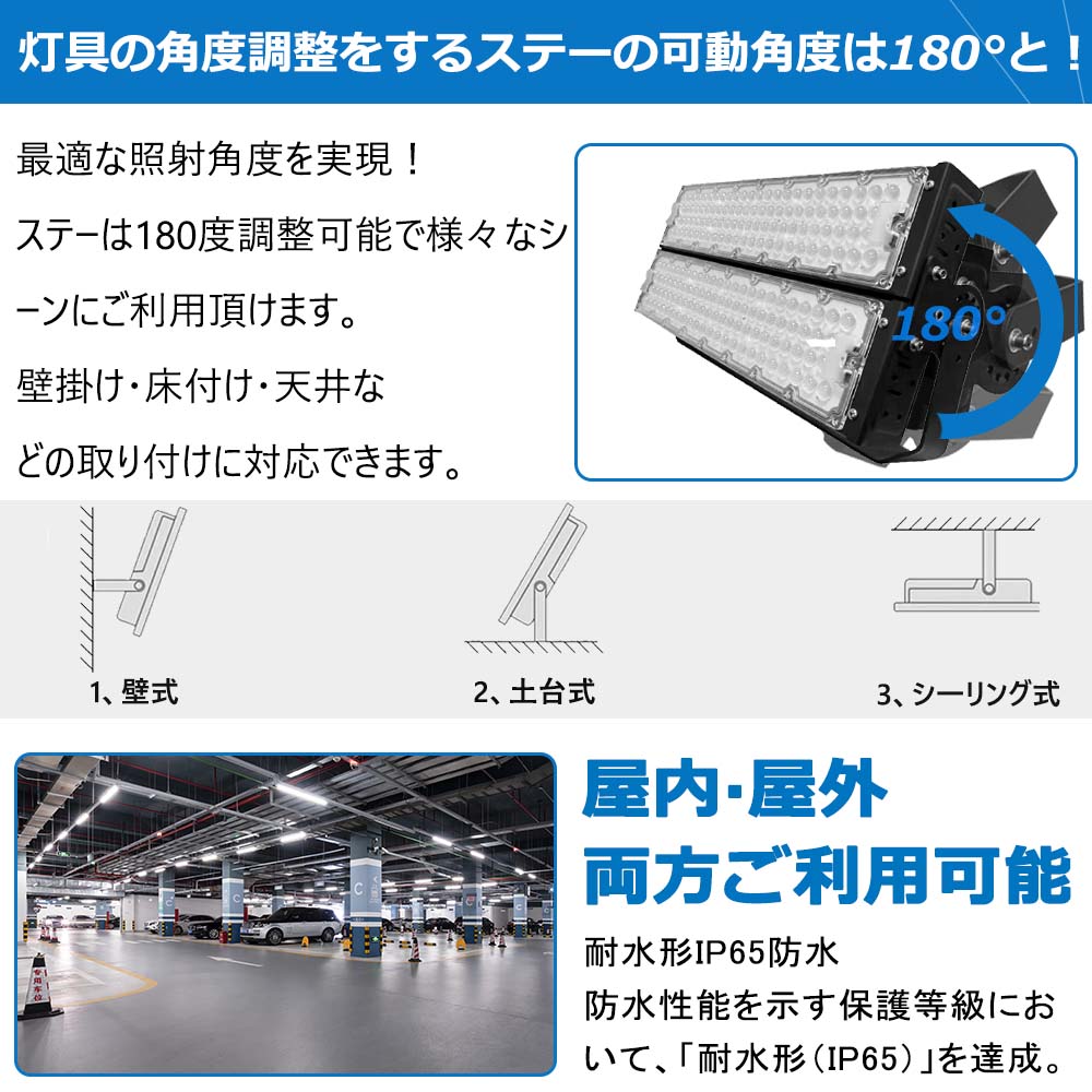 LED投光器 600W 6000W相当 LED高天井用照明器具 超高輝度96000lm