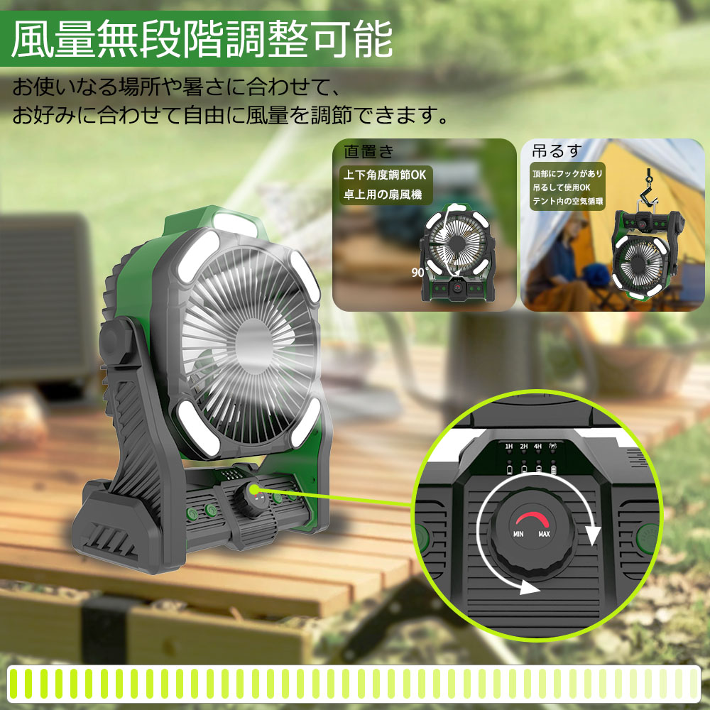 キャンプ 、卓上扇風機 スプレー機能搭載 30000mAh 大容量バッテリー キャンプ 扇風機 卓上扇風機 スプレー機能搭載 dcモーター