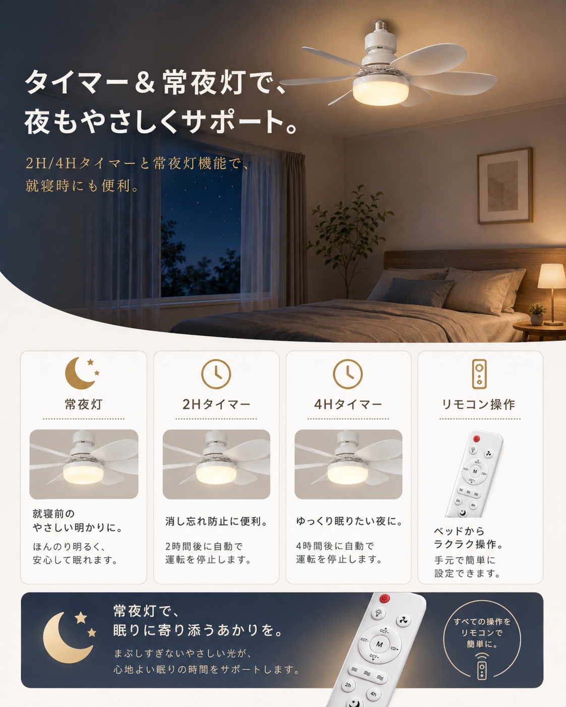 シーリングファンライト 8畳 LED おしゃれ 調光調色 E26口金 リモコン