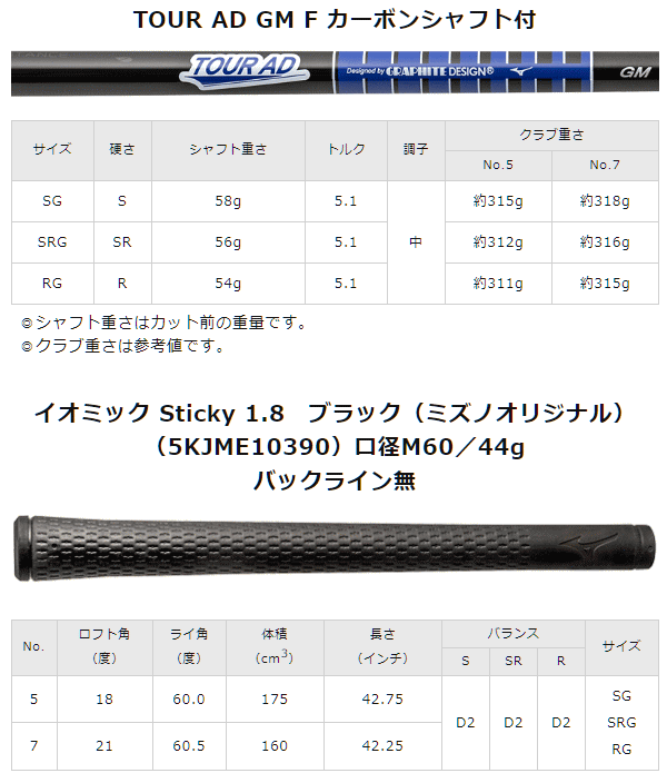 MIZUNO ST-X 220 フェアウェイウッド #5 #7 TOUR AD GM F