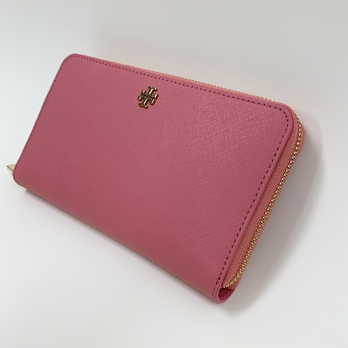 極美品　TORY BURCHトリーバーチ　レザーラウンドジップ長財布　ピンク Tory Burch - TORY BURCH トリーバーチ レザー ラウンド