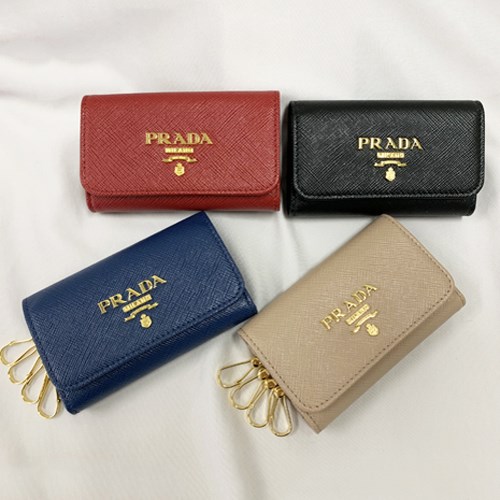 PRADA（プラダ） レザー キーケース レディース ブラック ベージュ