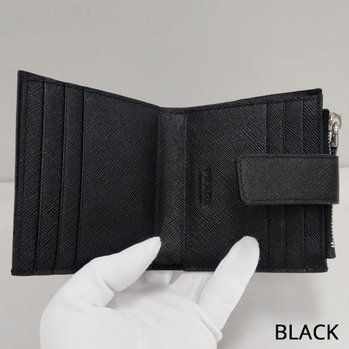 最安値挑戦中★PRADA★サフィアーノ カードホルダー☆BLACK PRADA プラダ カードケース ロゴ サフィアーノトライアングル
