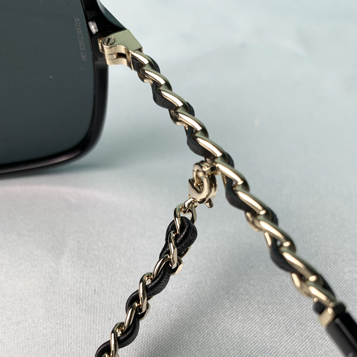 黒！ CHANEL スクエア シェイプ アイウェア パール グレー