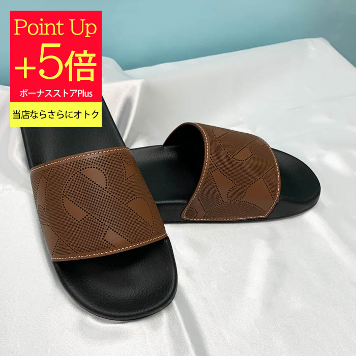 バーバリー 靴 レザー製サンダル パーフォレートモノグラム メンズ ブラウン 8037174 BURBERRY