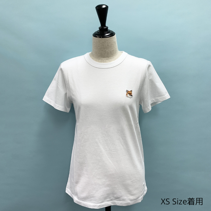 メゾンキツネ Tシャツ フラワー ロゴ コットン ホワイト/ブルー MAISON KITSUNE HANDWRITING COMFORT TEE-SHIRT | Maison Kitsuné