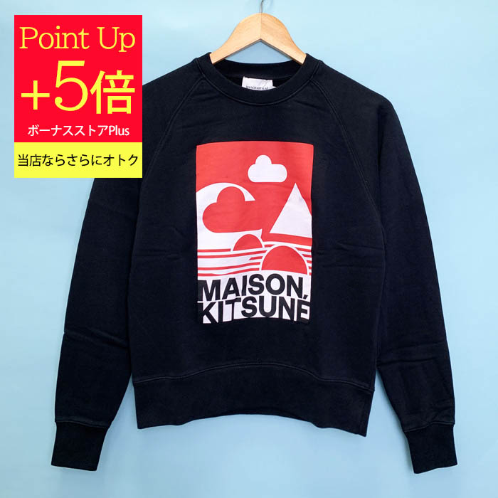 メゾンキツネ スウェット・トレーナー 長袖 アンソニー・バーリルスウェット レディース ブラック IW00345KM0001 MAISON KITSUNE