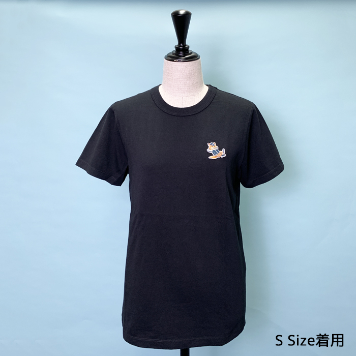 メゾンキツネ Tシャツ 半袖 人気 ドレスド Fox Patch レディース ブラック KW00107KJ0008 MAISON KITSUNE MA5093EW00143_15_l.jpg