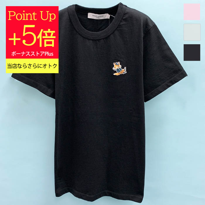 メゾンキツネ Tシャツ 半袖 人気 ドレスド Fox Patch レディース ブラック KW00107KJ0008 MAISON KITSUNE