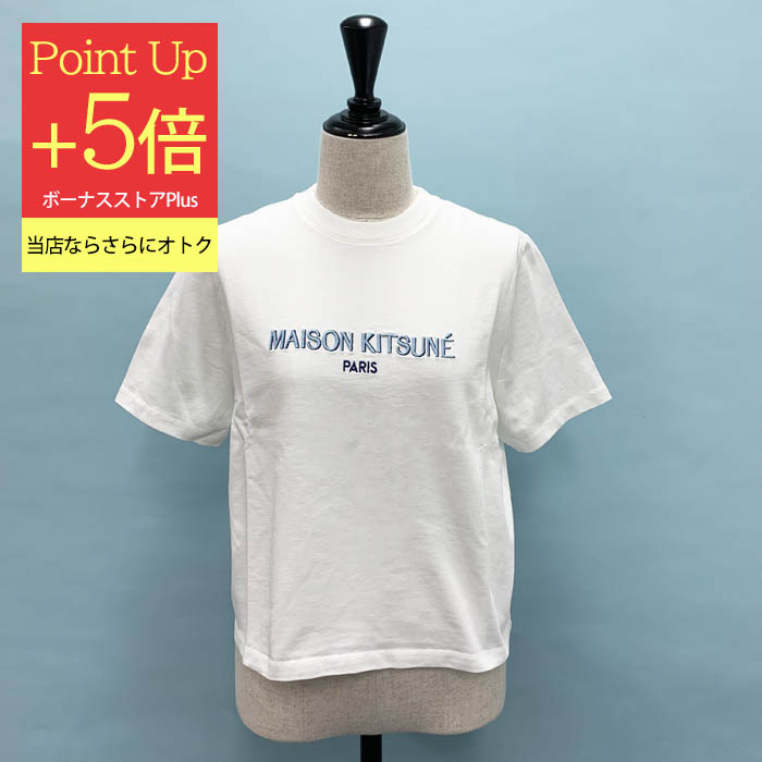 【訳あり】メゾンキツネ Tシャツ 半袖 人気 パリ ボクシー Tシャツ レディース ホワイト KW00121KJ0035 MAISON KITSUNE