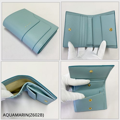未使用品✨マルニ ロゴポーチ ギャザー ソフトカーフレザー MARNI - MARNI マルニ☆サフィアーノ バイカラー2つ折りレザー