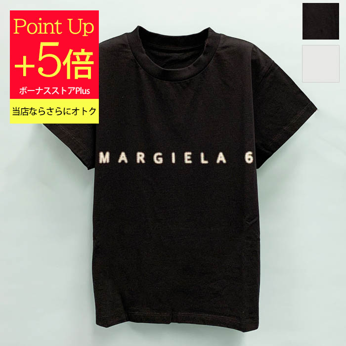 エムエムシックス トップス 半袖Tシャツ フロント ロゴ Tシャツ レディース ホワイト ブラック S52GC0265S24312