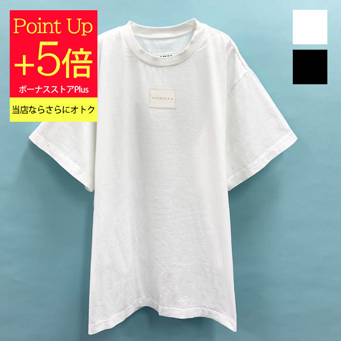 エムエムシックス メゾンマルジェラ Tシャツ 半袖 クルーネック ロゴプリント オーバーサイズ 2色 レディース S62GD0111 S23955