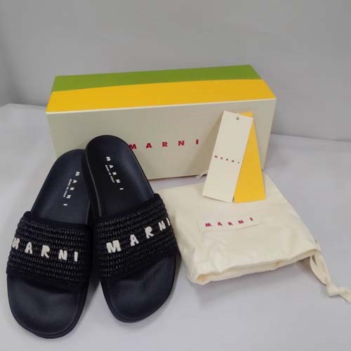 正規品 マルニ MARNI スライドサンダル ロゴ刺繍 2023SS 42サイズ ☆マルニ MARNI スライドサンダル ロゴ刺繍 2023SS 42サイズ