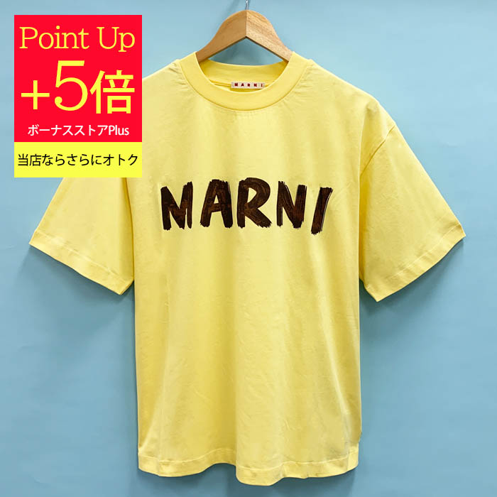 マルニ Tシャツ・カッ トソー フロント ロゴ Tシャツ 半袖 レディース 黄色 レモン THJET49EPHUSCS11 MARNI