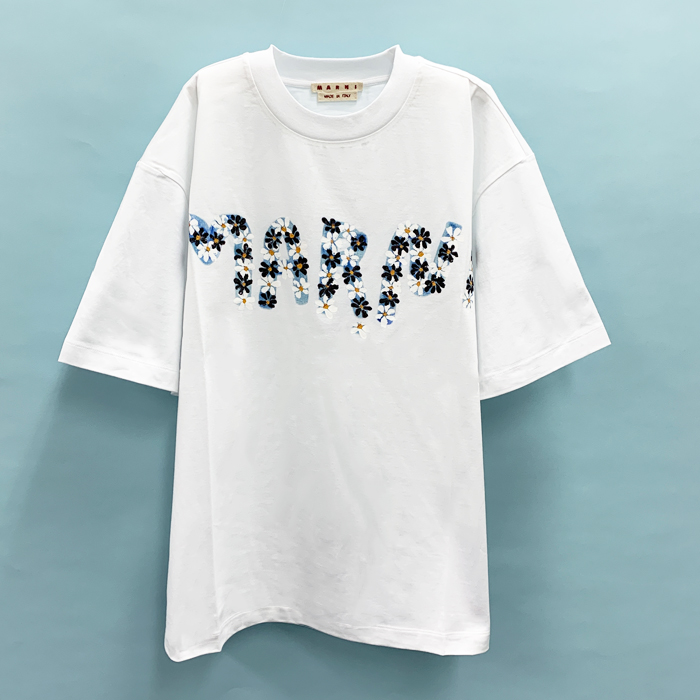 【BONUS ストア+5％】マルニ デイジーロゴプリントティーシャツ コットンジャージー製Tシャツ ...
