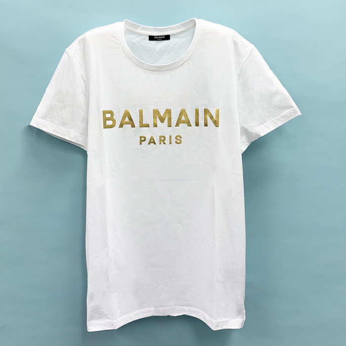 ＼Max￥10,000OFF／バルマン コットン Tシャツ Balmain Paris ロゴプリント 半袖 ホワイト 訳あり メンズ ブラック  ホワイト WH1EF000B121 BALMAIN