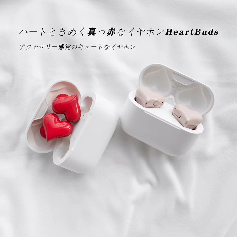 ワイヤレスイヤホン bluetooth ハート型イヤホン ブルー HeartBuds