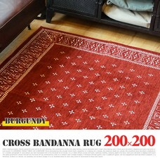 cross bandanna rug Burgundy200200cm 1color