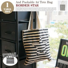 AND PACKABLE A4 TOTE BAG BORDER STAR 4036 cm
