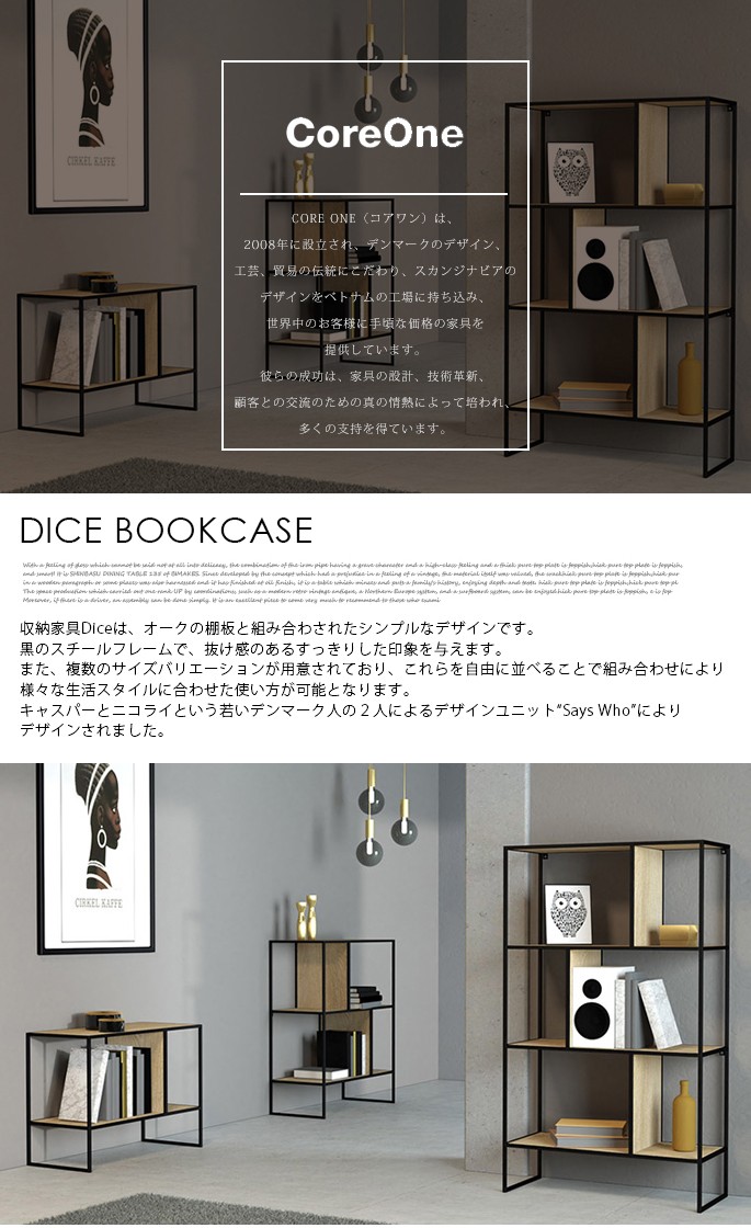 シェルフ コアワン CORE ONE ダイス 121 DICE DICE-BOOKCASE3-70 収納