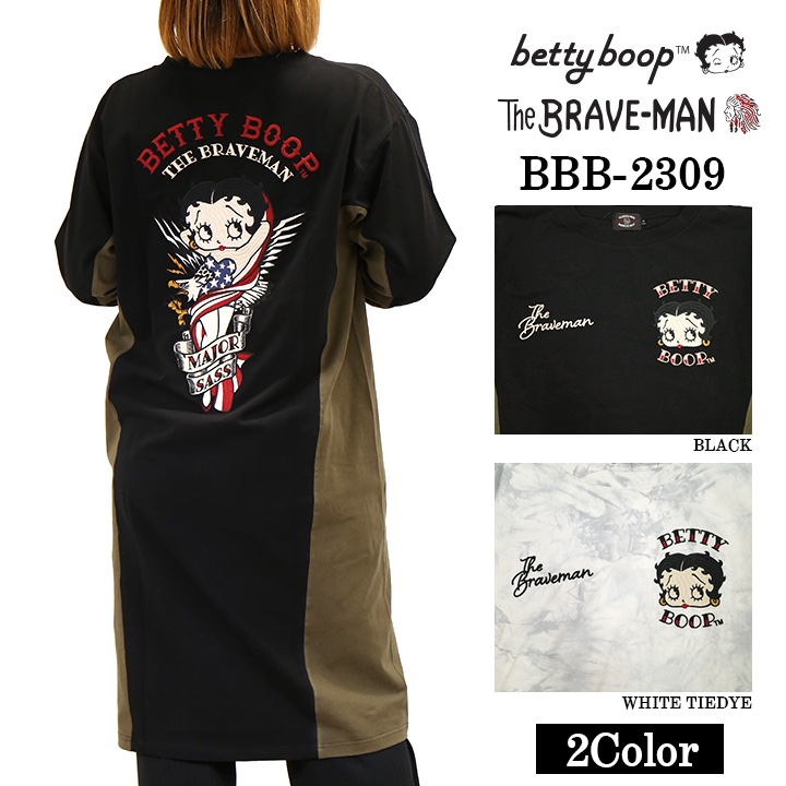 THE BRAVEMAN×BETTY BOOP ベティーブープ ベア天竺 長袖ワンピース bbb-2309｜bicks-market