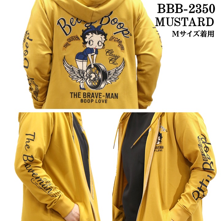 THE BRAVEMAN×BETTY BOOP ベティーブープ 天竺 フルZIP ロングパーカー bbb-2350