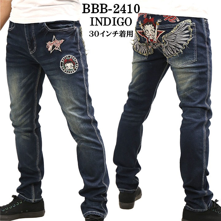 THE BRAVEMAN×BETTY BOOP ブレイブマン ベティ・ブープ コラボ スキニー デニムパンツ スリム ジーンズ ボトム bbb-2410