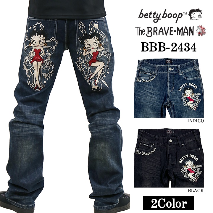THE BRAVEMAN×BETTY BOOP ブレイブマン ベティ・ブープ コラボ デニムパンツ ジーンズ ボトム bbb-2434 BETTY BOOP（ベティ ブープ） THE BRAVEMAN×BETTY BOOP ブレイブマン