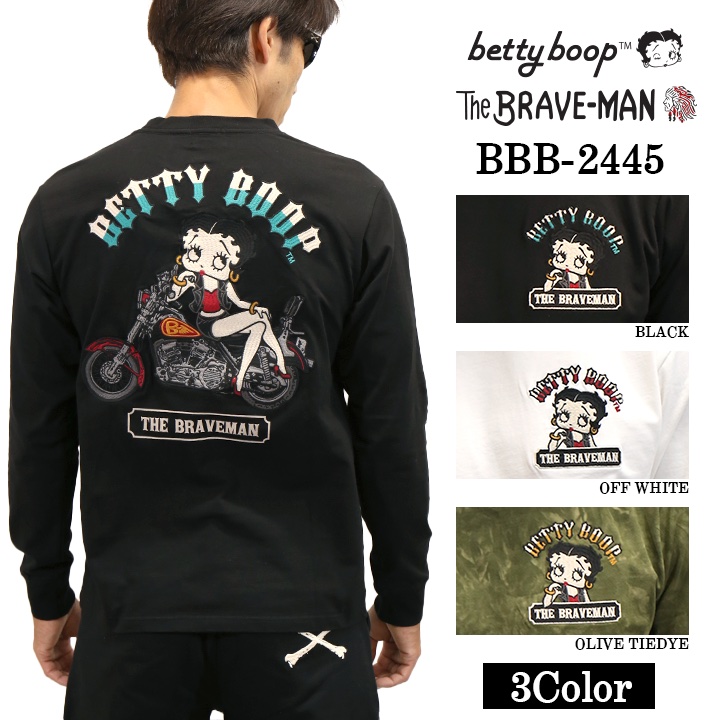 THE BRAVEMAN×BETTY BOOP ベティーブープ 天竺 長袖Tシャツ ロンTEE bbb-2445 BETTY BOOP（ベティ ブープ） THE BRAVEMAN×BETTY BOOP ベティーブープ