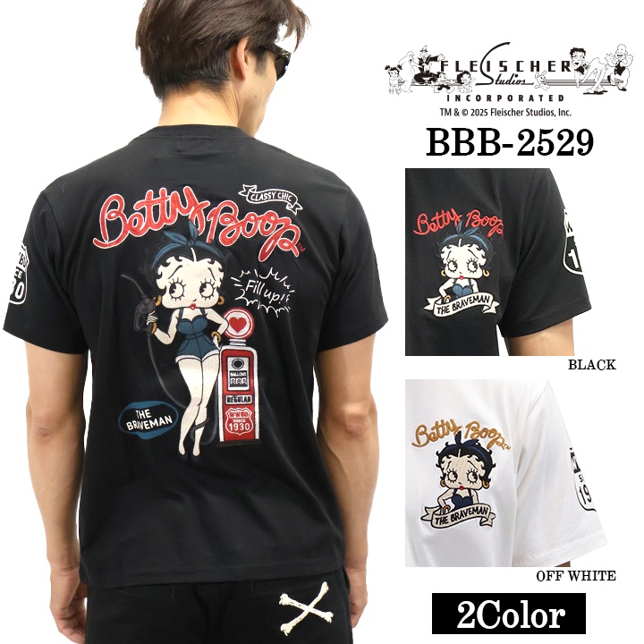 THE BRAVEMAN×BETTY BOOP ベティーブープ ベア天竺 半袖Tシャツ bbb-2529 THE BRAVEMAN×BETTY BOOP ベティーブープ ベア天竺 半袖Tシャツ bbb