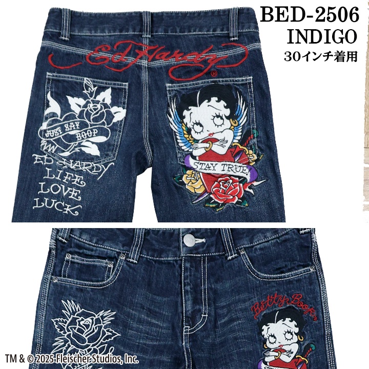 Ed Hardy×BETTY BOOP エドハーディー ベティ コラボ 刺繍 デニムパンツ