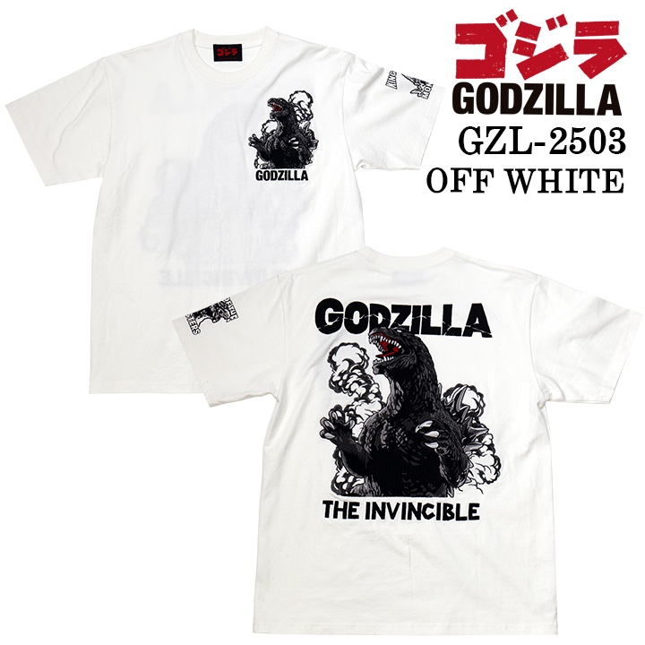 GODZILLA ゴジラ 刺繍プリント 天竺 半袖Tee Tシャツ gzl-2503 : BICKS