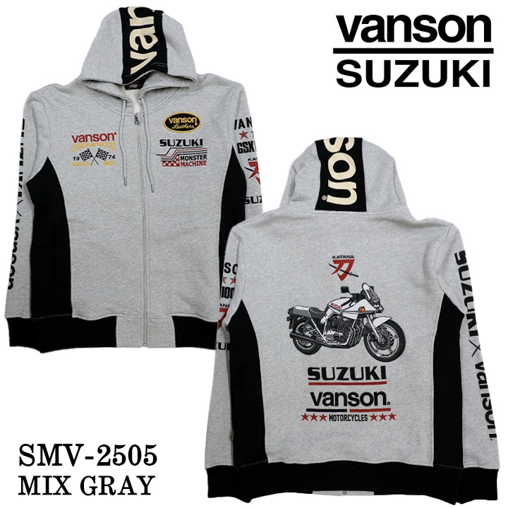 SUZUKI VANSON SWEATSHIRT F/Z PARKA HOODIE スズキ バンソン コラボ