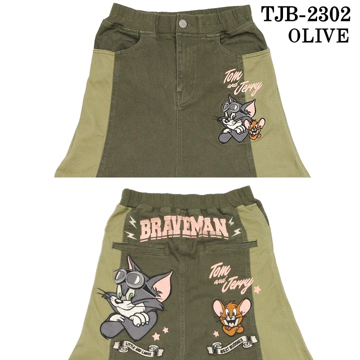 THE BRAVEMAN×TOM JERRY トムジェリ コラボ ストレッチ デニムスカート tjb 2302 :tjb 2302:BICKS Market