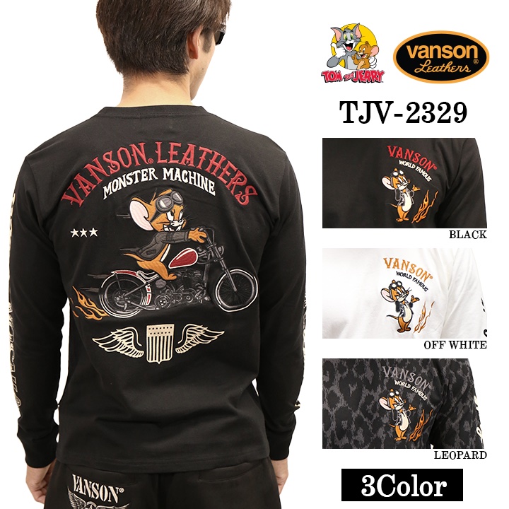 VANSON×TOM JERRY バンソン トムジェリ コラボ 天竺 長袖Tシャツ ロンTEE tjv 2329 :tjv 2329:BICKS Market