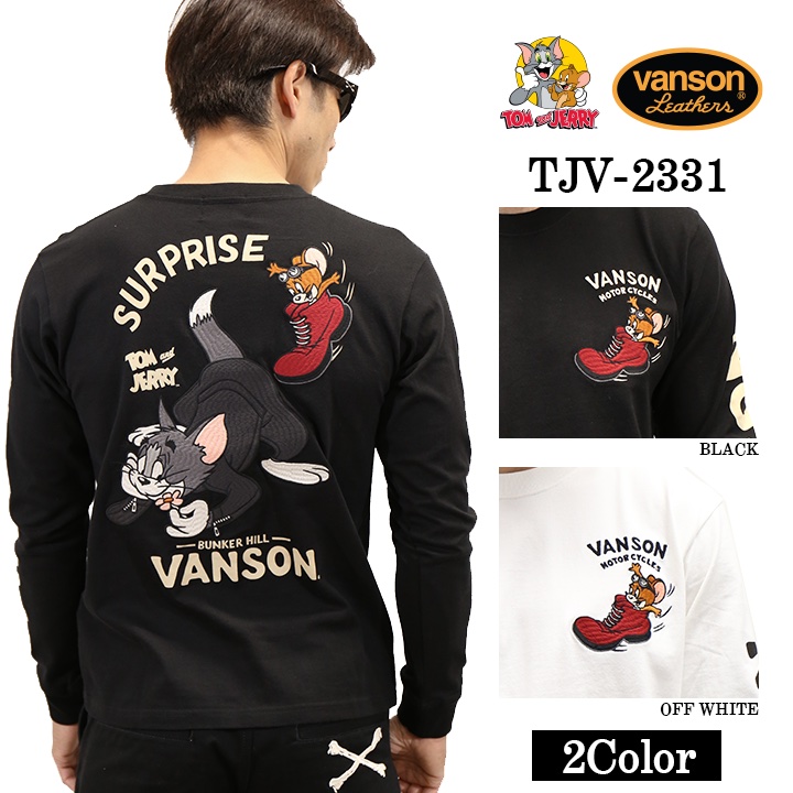 VANSON×TOM JERRY バンソン トムジェリ コラボ 天竺 長袖Tシャツ ロンTEE tjv 2331 :tjv 2331:BICKS Market