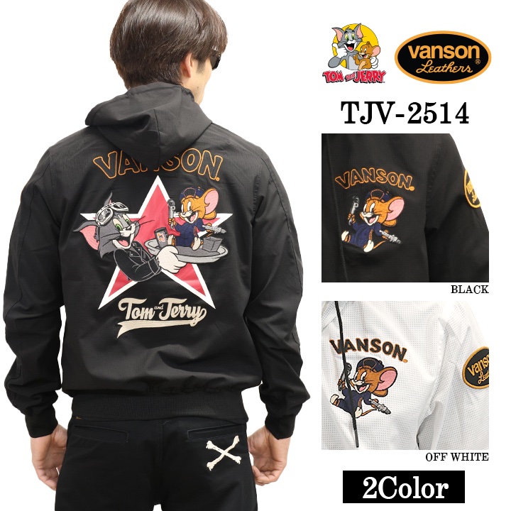 VANSON×TOM&JERRY バンソン トム＆ジェリー サマーメッシュジャケット tjv-2514 VANSON×TOM&JERRY バンソン トム＆ジェリー サマーメッシュジャケット