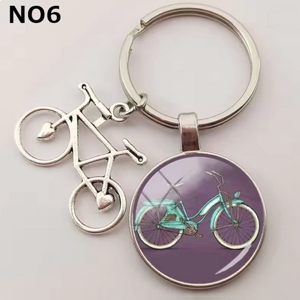 自転車柄 バイシクル 自転車 キーホルダー 自転車チャーム付き