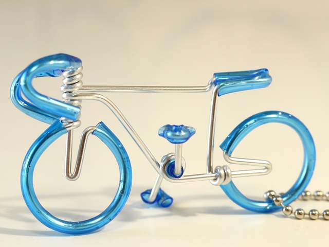 ワイヤーアート 自転車 キーホルダー ハンドメイド ワイヤー
