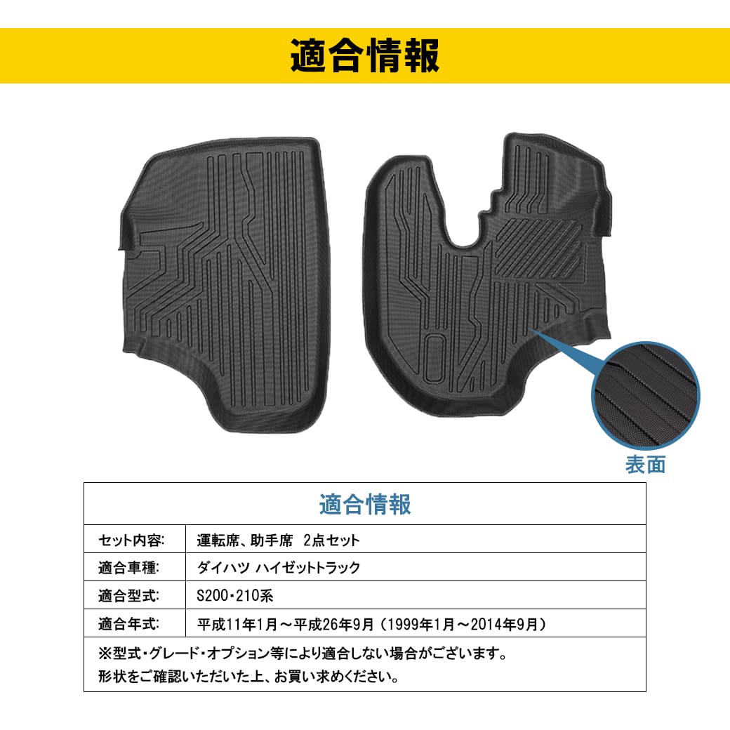 フロントのみ］ダイハツハイゼットトラック3DフロアマットS200