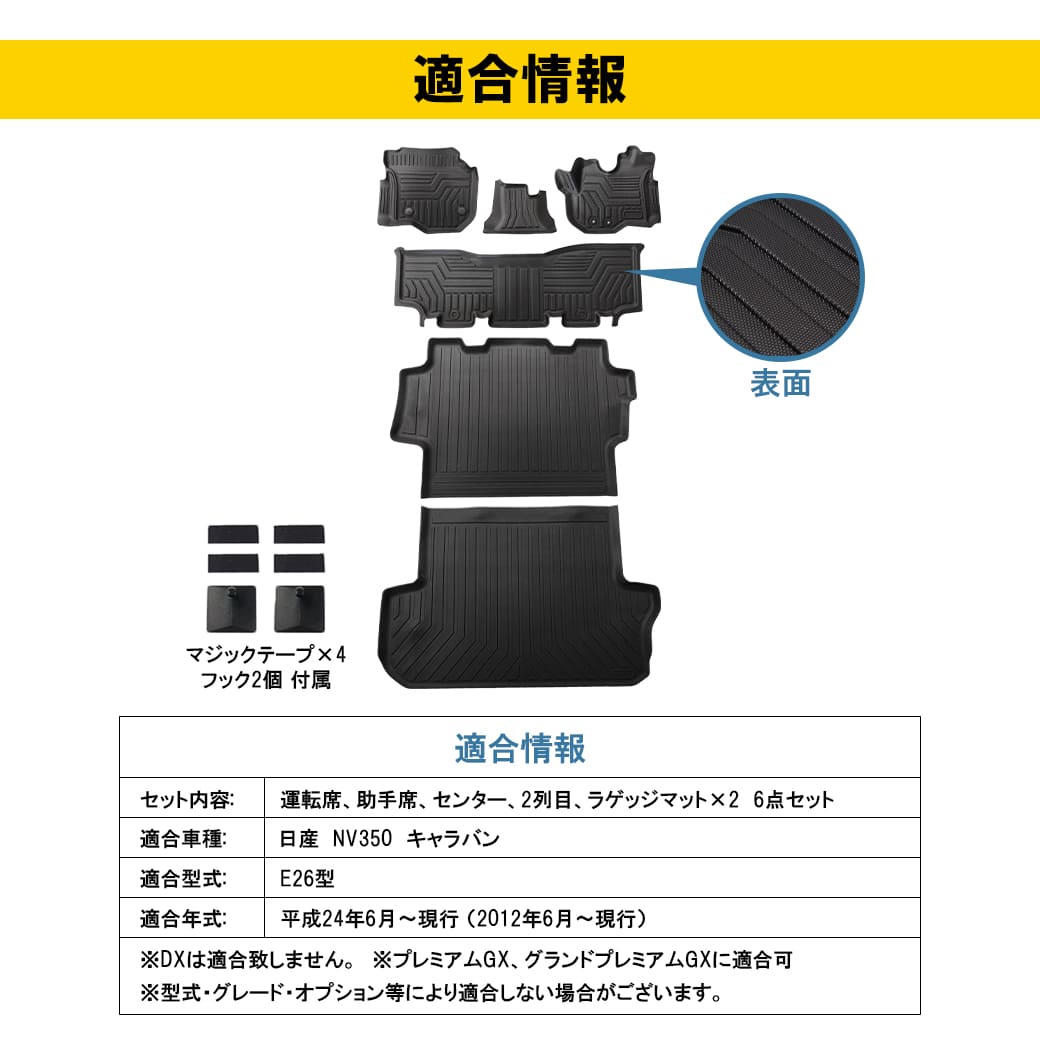 セット商品]キャラバン3Dフロアマット＋ラゲッジマット日産NV350E26型