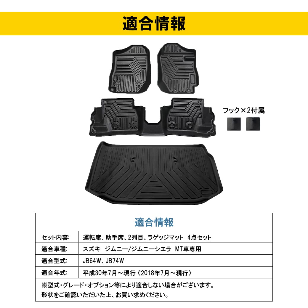 ハラペーニョ N.4点セット セット商品・MT車専用]新型ジムニージムニーシエラ3Dフロア